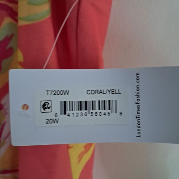 NWT London Times Dress Women's 20W Plus Size Midi Floral Tropical Summer Beach - Picture 7 of 14